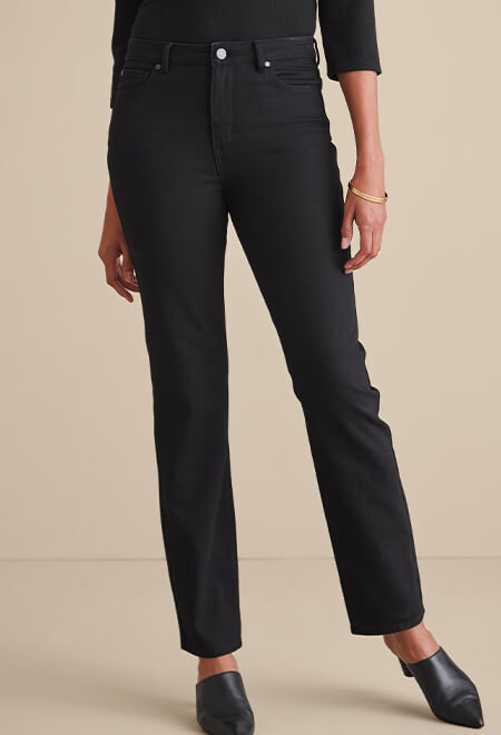 Straight pant image of the black Ultimate Denim Straight Leg Jeans