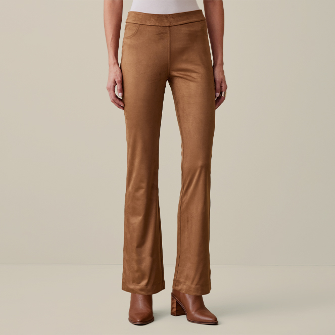 Bootcut image of the brown Faux Suede Pull On Bootcut Pants